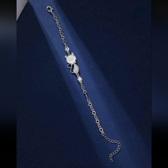 3 for $26 - Silver Rhinestone Cat Bracelet - Picture 3 of 4